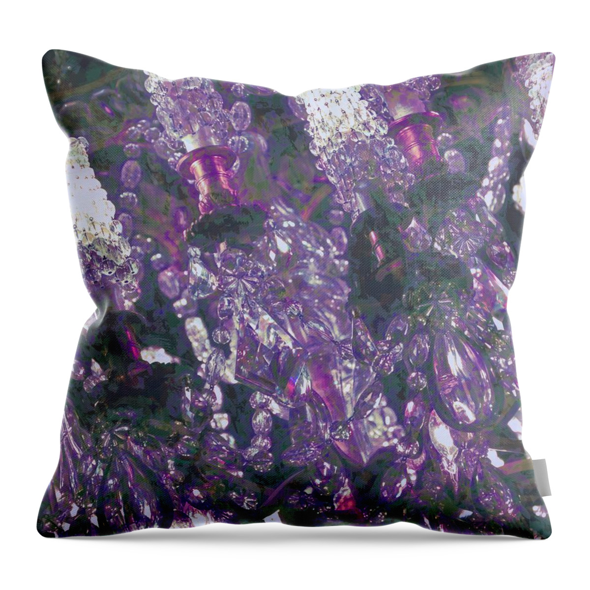 Chandelier Throw Pillow featuring the photograph Lavender Haze Chandelier by Rebecca Herranen