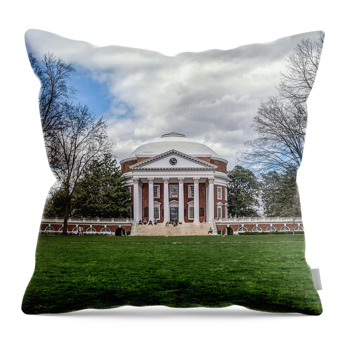 Rotunda Throw Pillow featuring the photograph Lawn and Rotunda at University of Virginia by Jerry Gammon