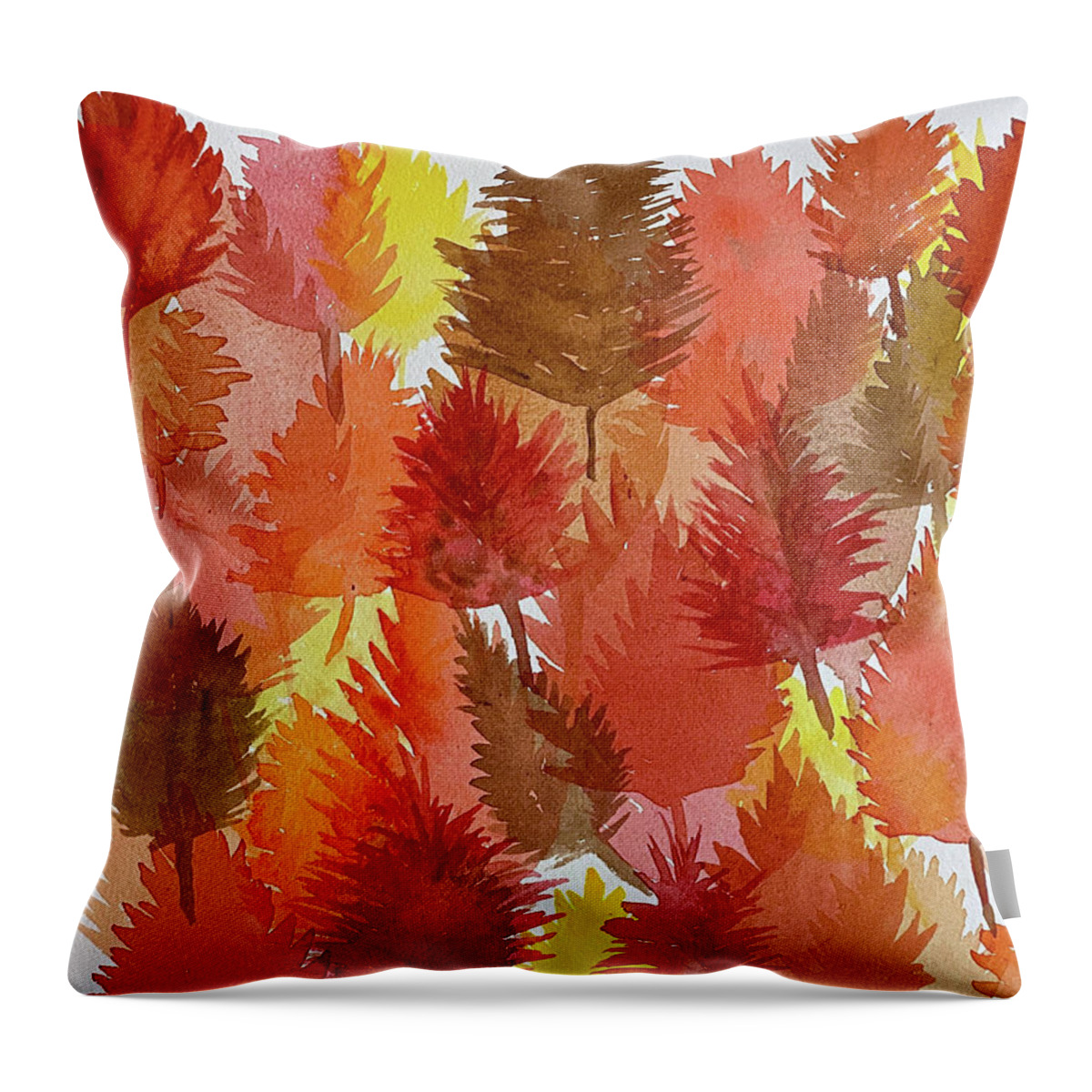 Leaves Throw Pillow featuring the painting Layered Leaves by Lisa Neuman