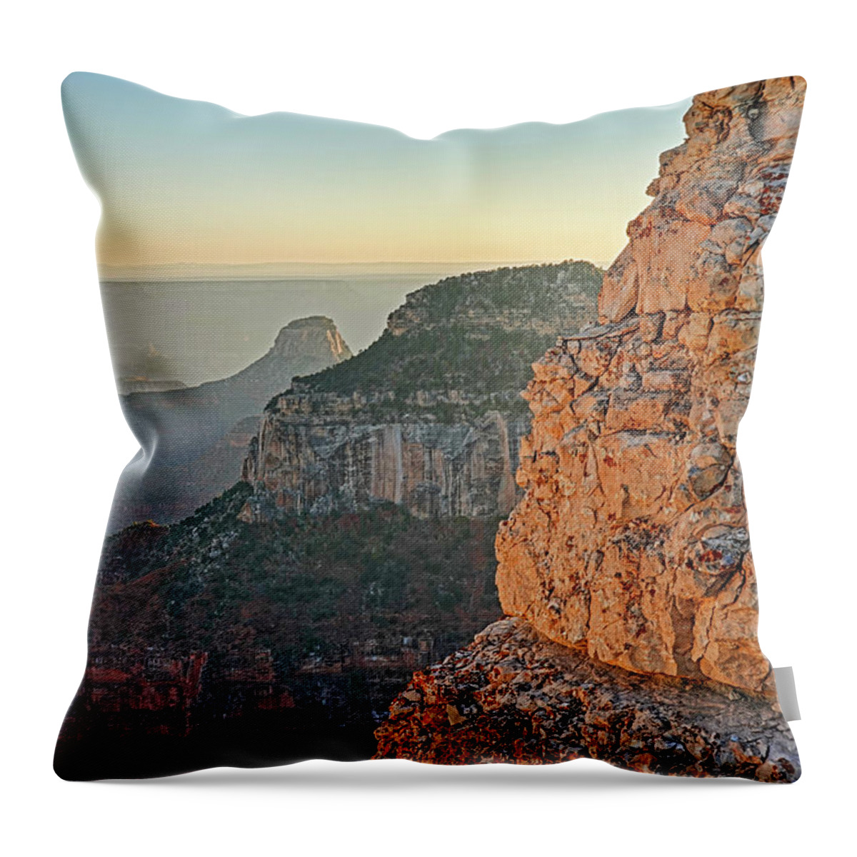 North Throw Pillow featuring the photograph Layered Rocks in the North Rim of the Grand Canyon at Sunset North Rim Arizona by Toby McGuire