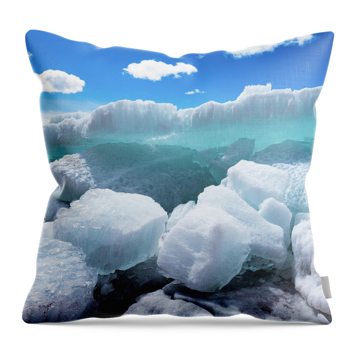 Ice Throw Pillow featuring the photograph Layers in Blue by Bryan Carter