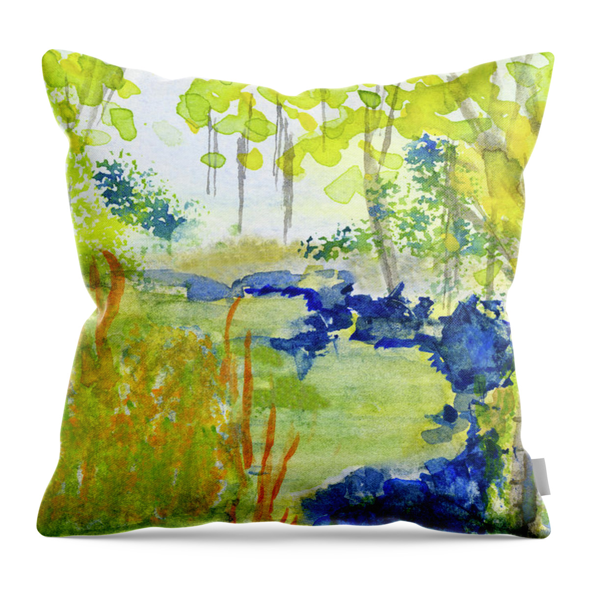 Nature Throw Pillow featuring the painting Lazy Summer Day Abstract by Deborah League