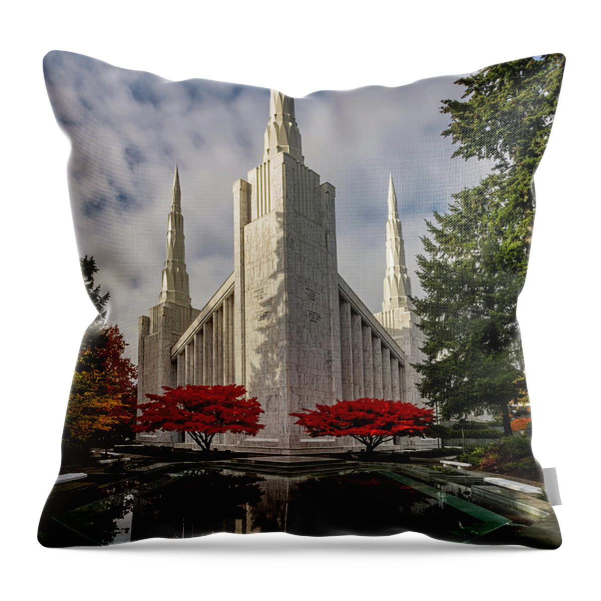 Lds Temple Portland Throw Pillow featuring the photograph LDS Temple Portland by Wes and Dotty Weber