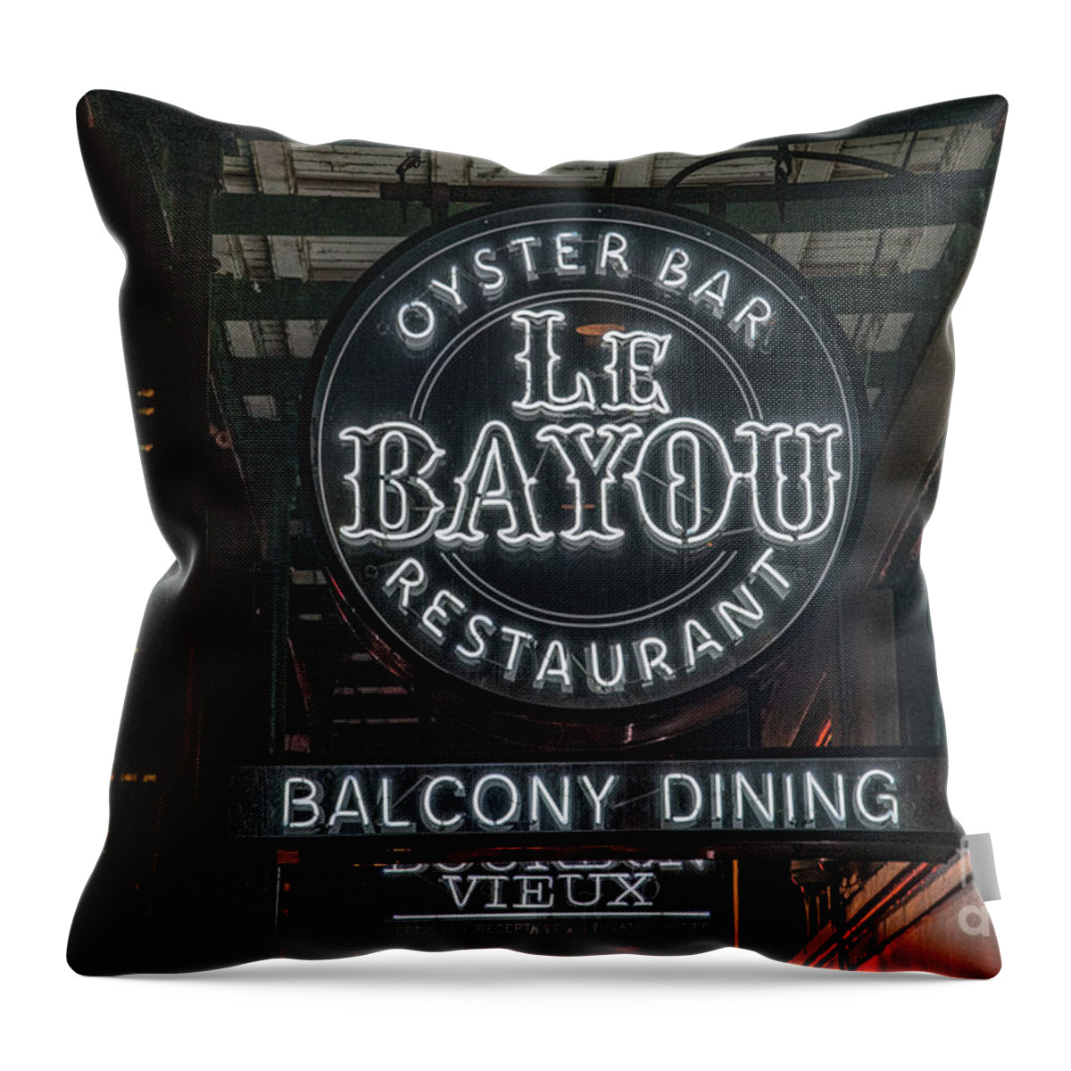 Le Bayou Oyster Bar Restaurant Throw Pillow featuring the photograph Le Bayou Oyster Bar Restaurant by FineArtRoyal Joshua Mimbs