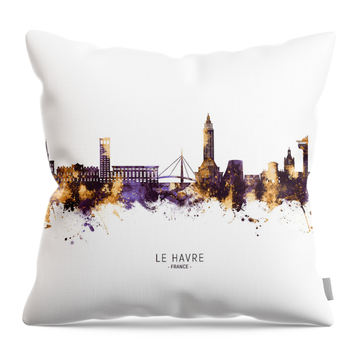Le Havre Throw Pillow featuring the digital art Le Havre France Skyline #27 by Michael Tompsett