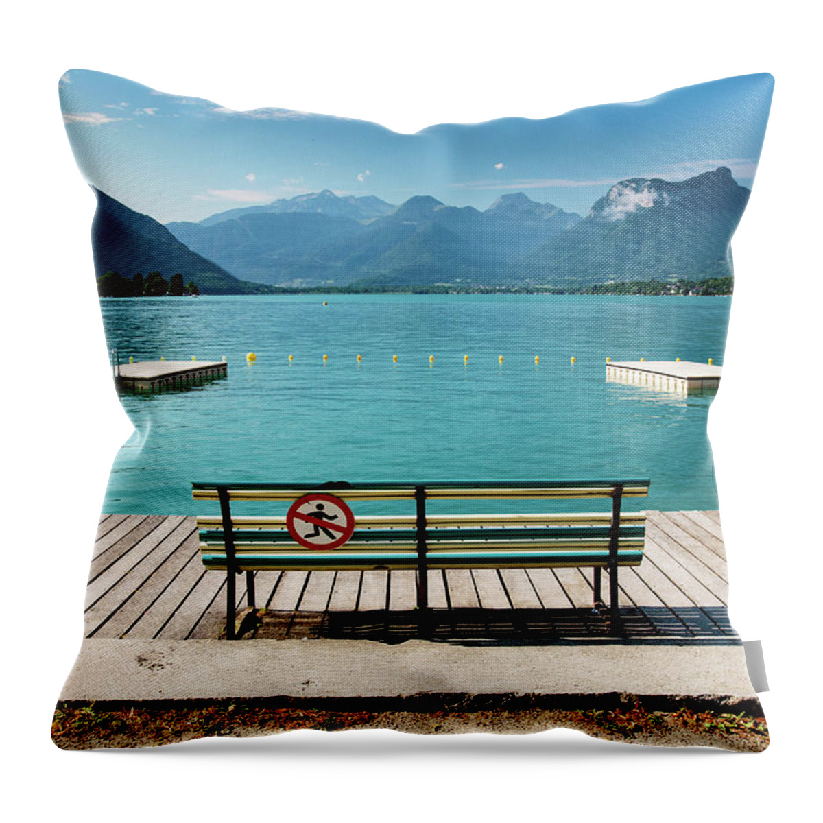 Talloires Throw Pillow featuring the photograph Le Lac Bleu - Annecy, France by John Soffe