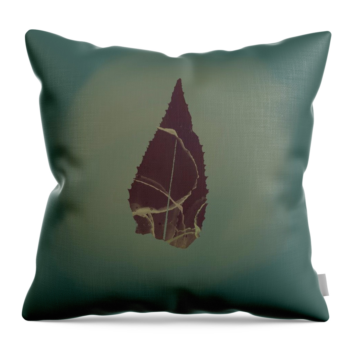 Leaf Throw Pillow featuring the mixed media Leaf Portrait 1 Red Gold Green by Itsonlythemoon -