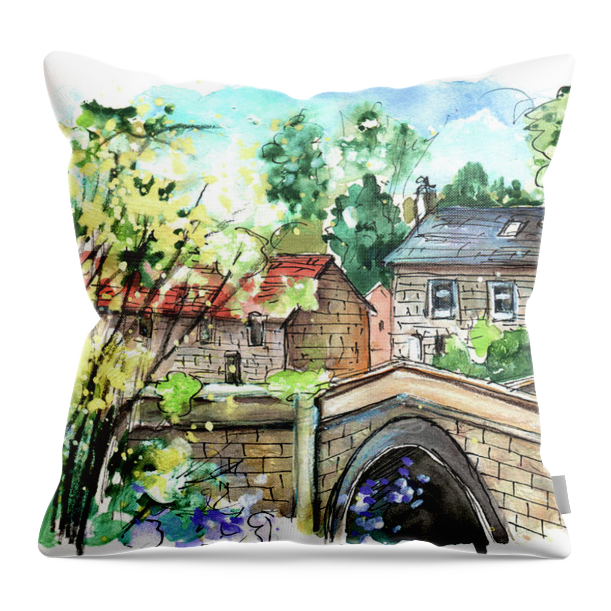 Travel Throw Pillow featuring the painting Lealholm 01 by Miki De Goodaboom