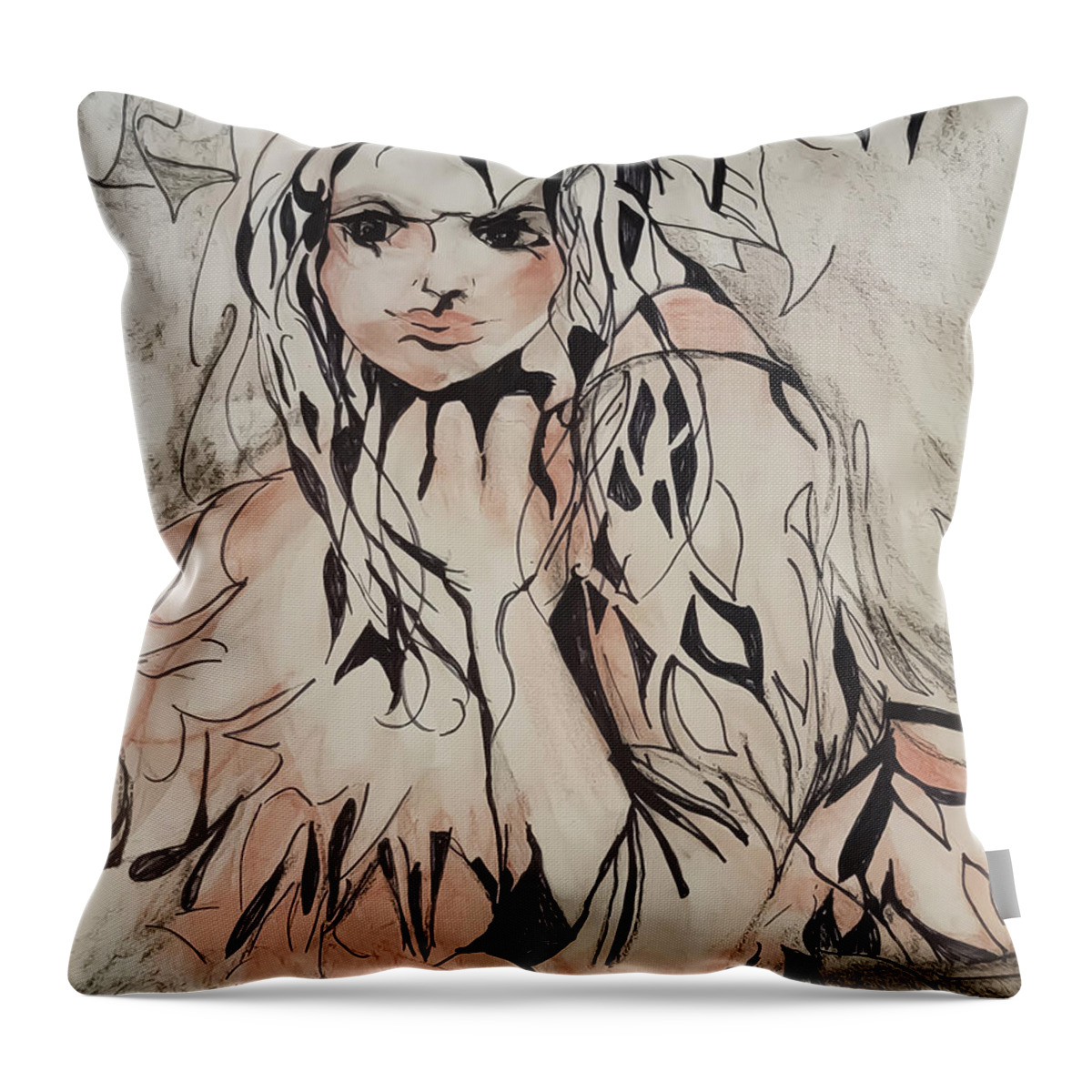 Leaning Throw Pillow featuring the painting Leaning Towards by Lisa Kaiser
