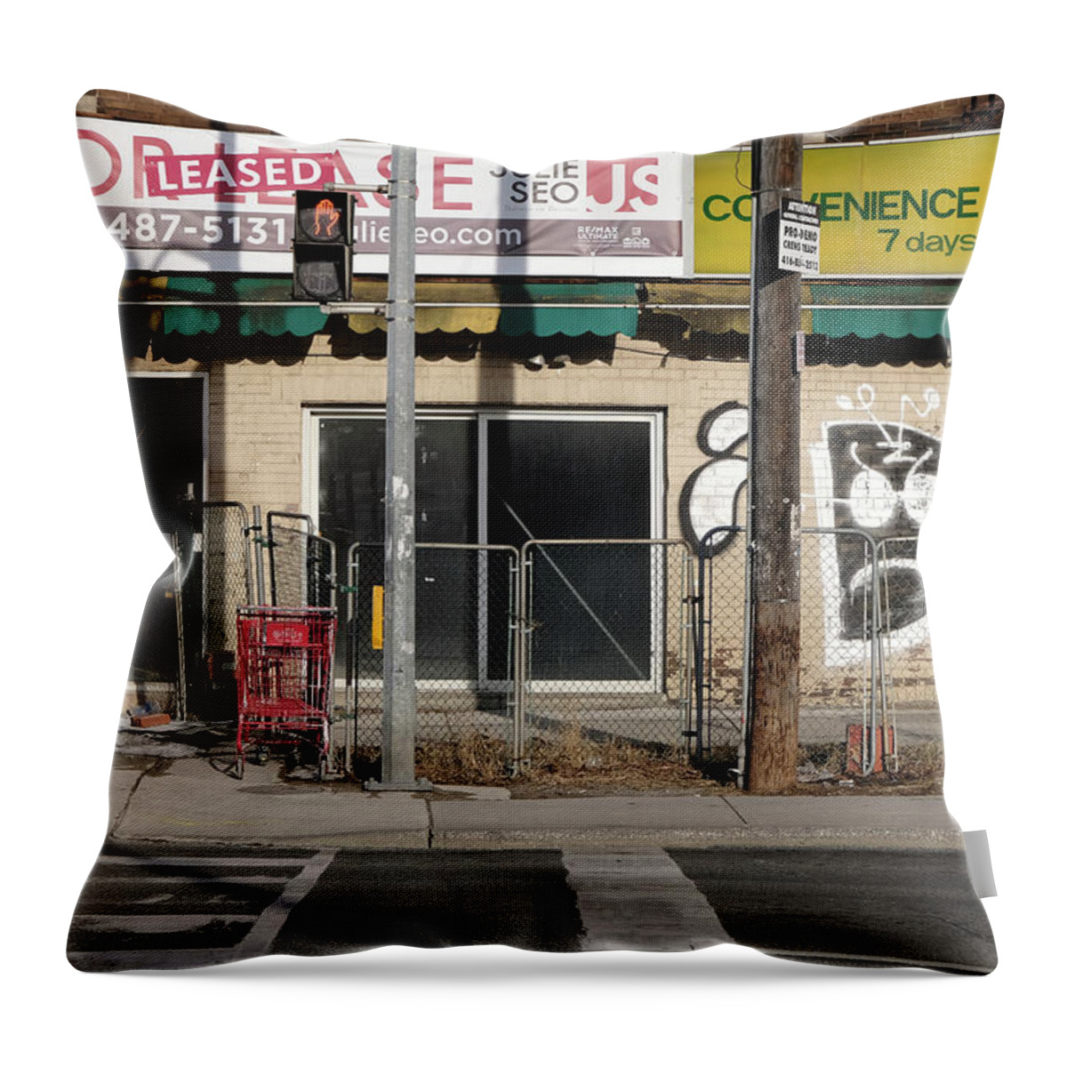 Urbam Throw Pillow featuring the photograph Leased Convenience by Kreddible Trout