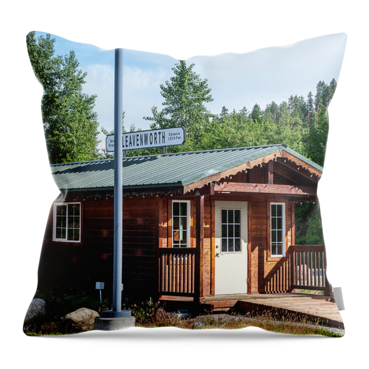 Leavenworth Depot Throw Pillow featuring the photograph Leavenworth Depot by Tom Cochran
