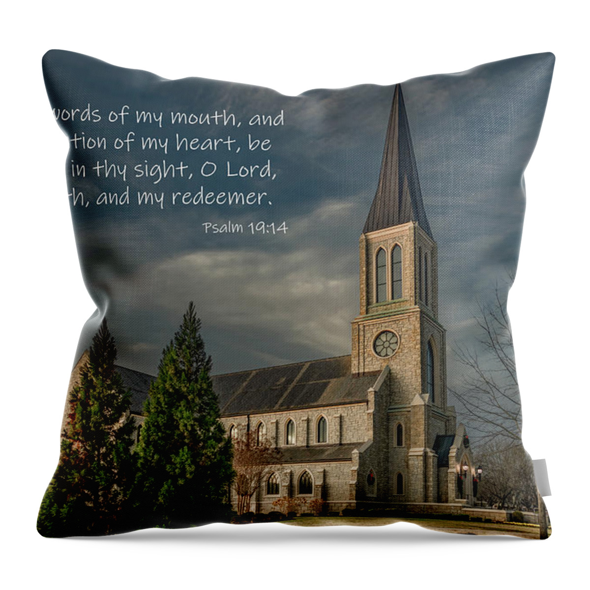  Throw Pillow featuring the photograph Lee University Chapel in Winter by Marcy Wielfaert