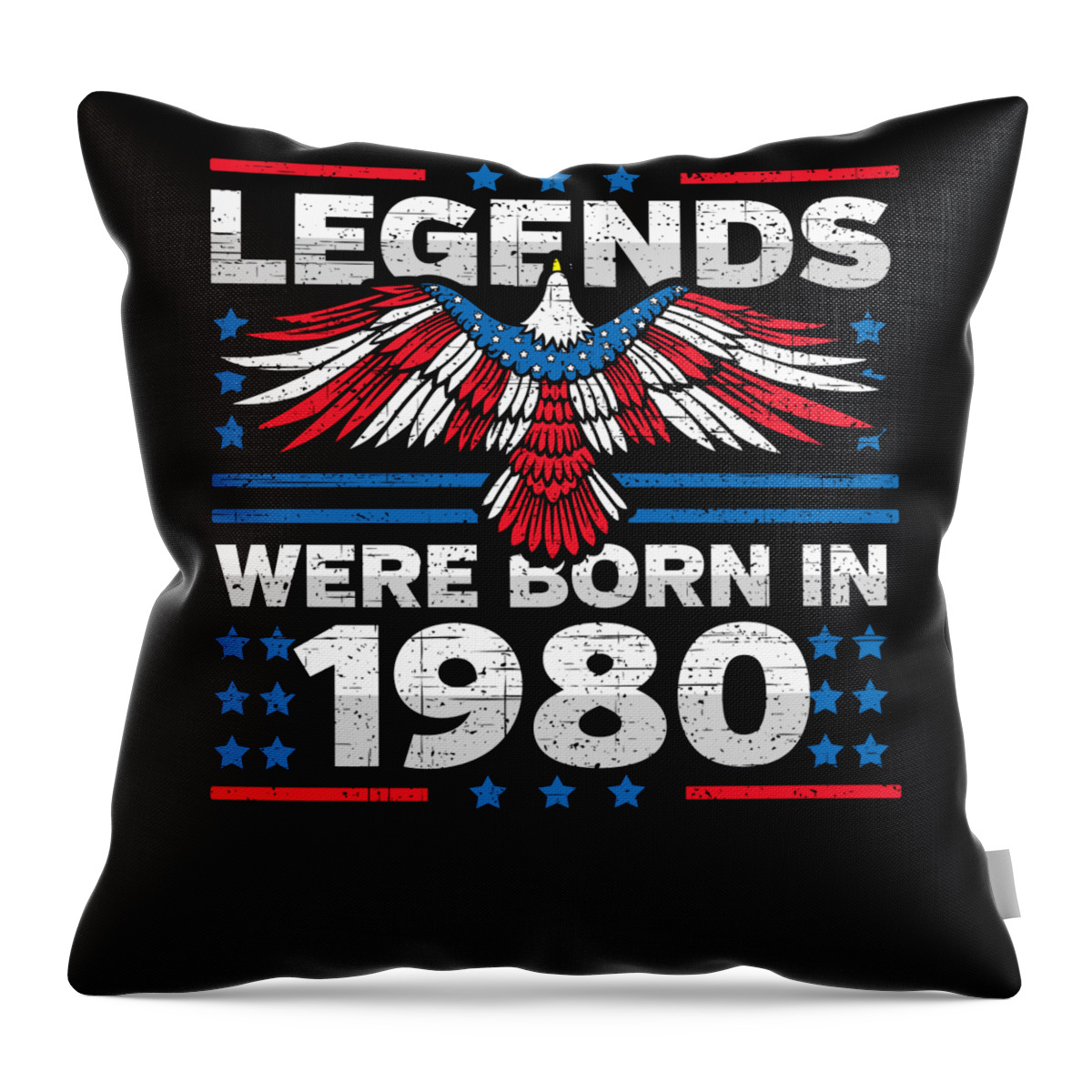 Retro Throw Pillow featuring the digital art Legends Were Born in 1980 Patriotic Birthday by Flippin Sweet Gear