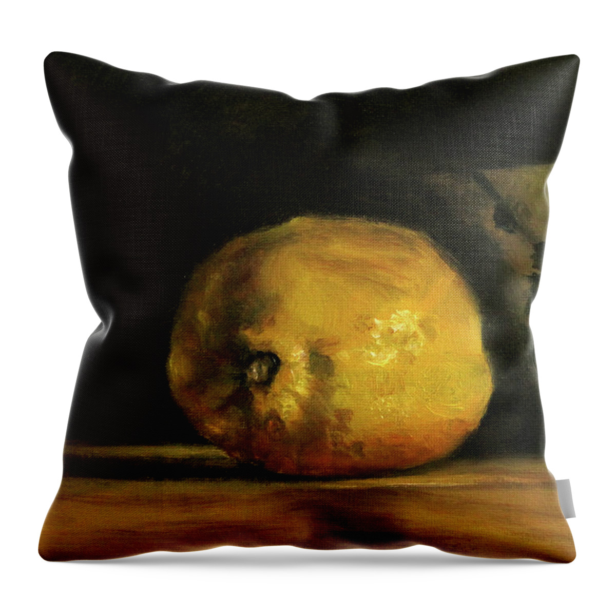 Lemon Throw Pillow featuring the painting Lemon with Asian Bowl by Ulrike Miesen-Schuermann