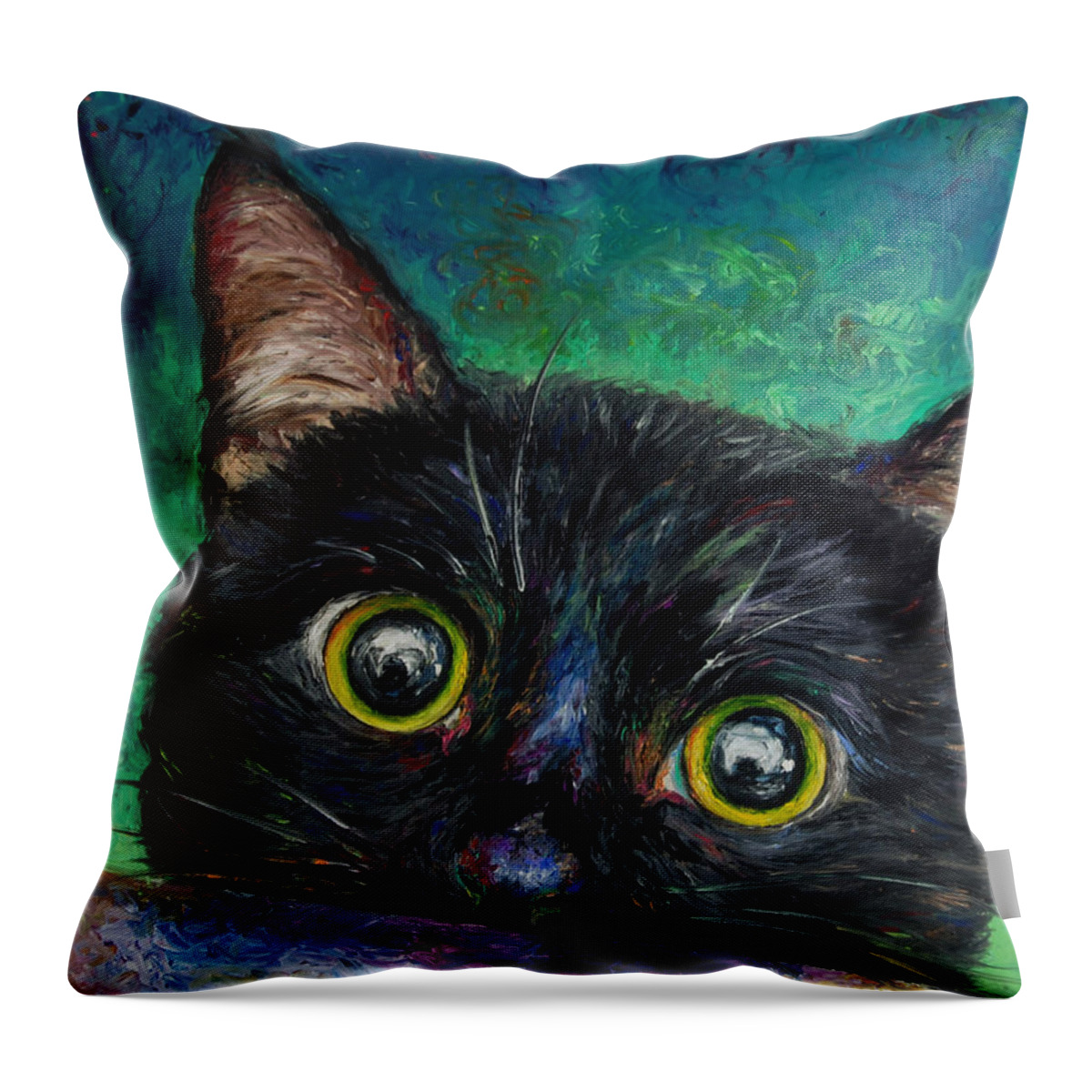 Catart Throw Pillow featuring the painting Lenny by Hafsa Idrees