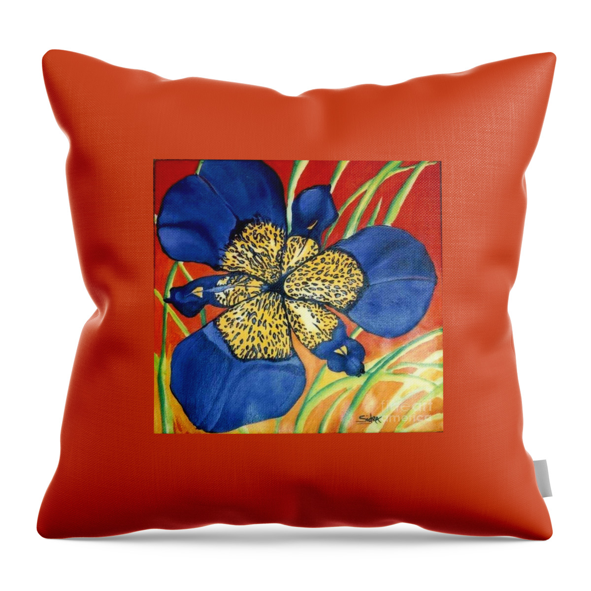 Floral Throw Pillow featuring the painting Leopard Lily by Sidra Myers
