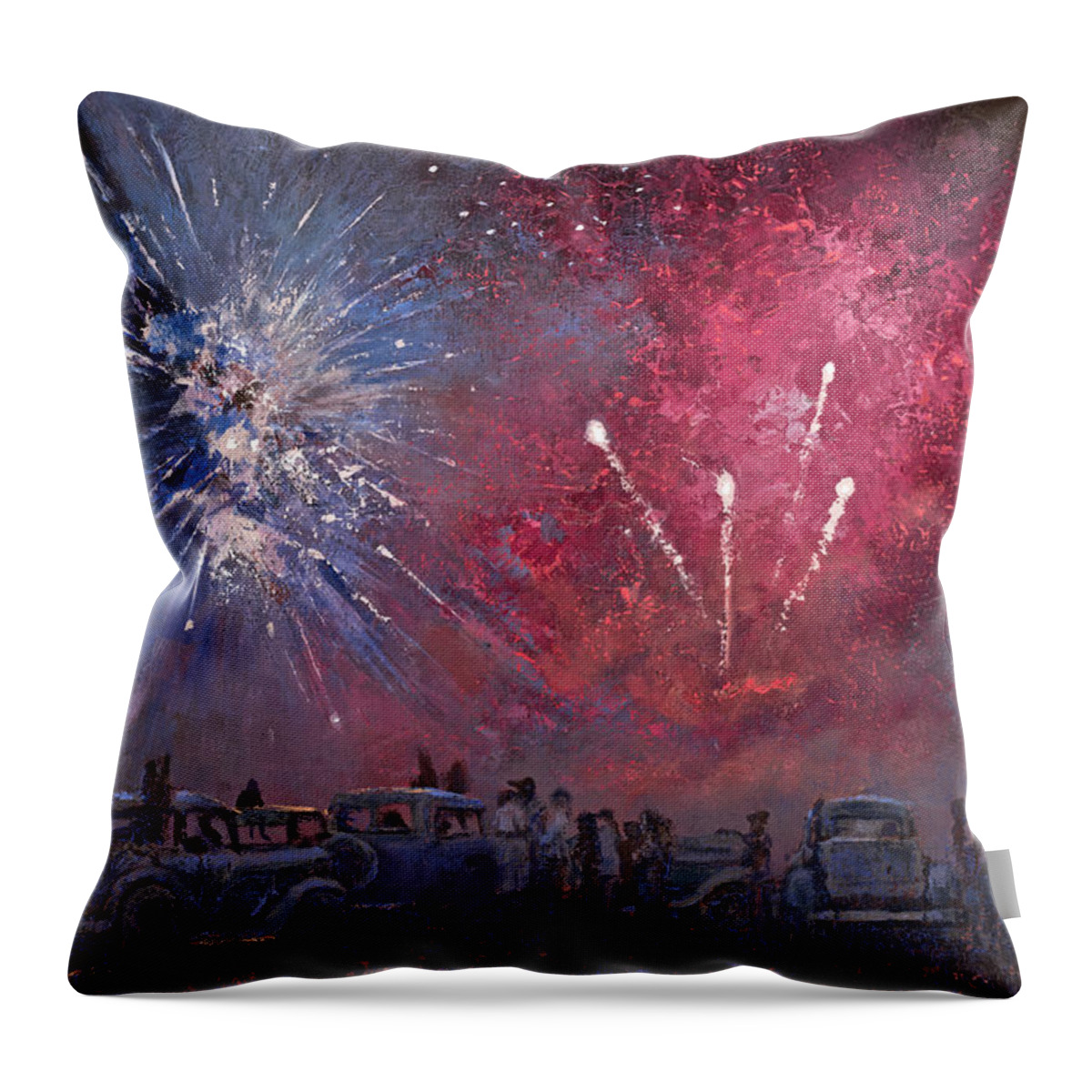 Fireworks Throw Pillow featuring the painting Let Freedom Ring by Mia DeLode