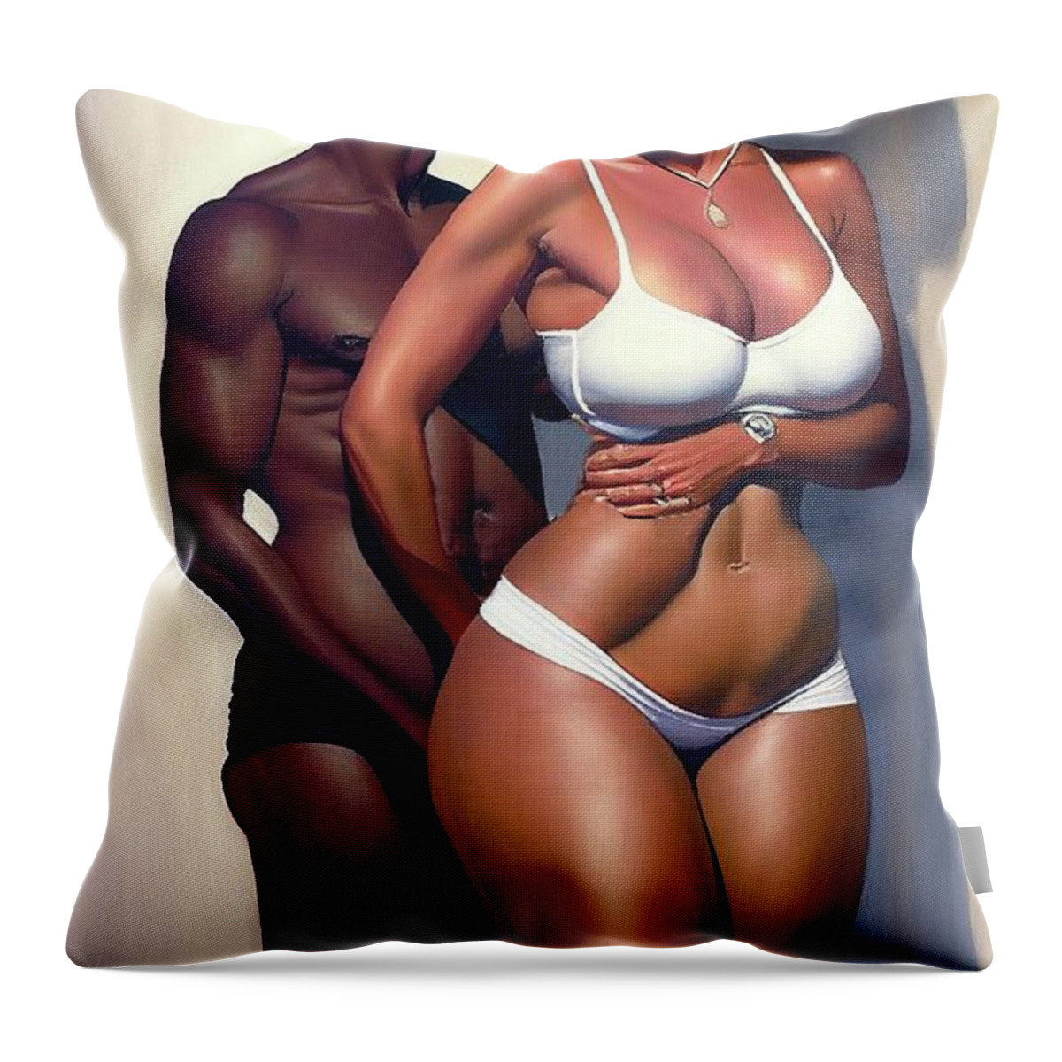 Big Throw Pillow featuring the painting Lets talk about sex No.1 by My Head Cinema