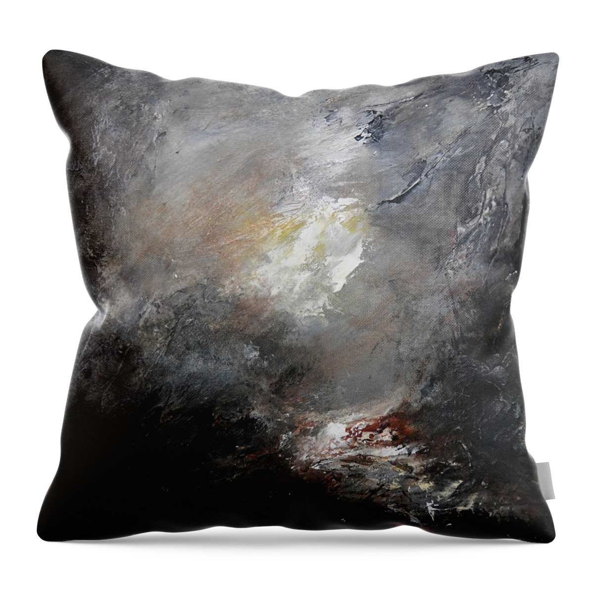Abstract Throw Pillow featuring the painting Let There Be Light Abstract Landscape by Jai Johnson