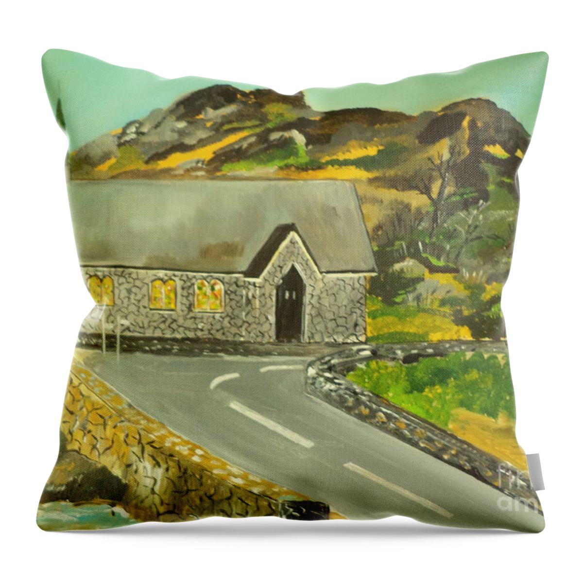 Landscape Throw Pillow featuring the painting Let Us Pray # 200 by Donald Northup