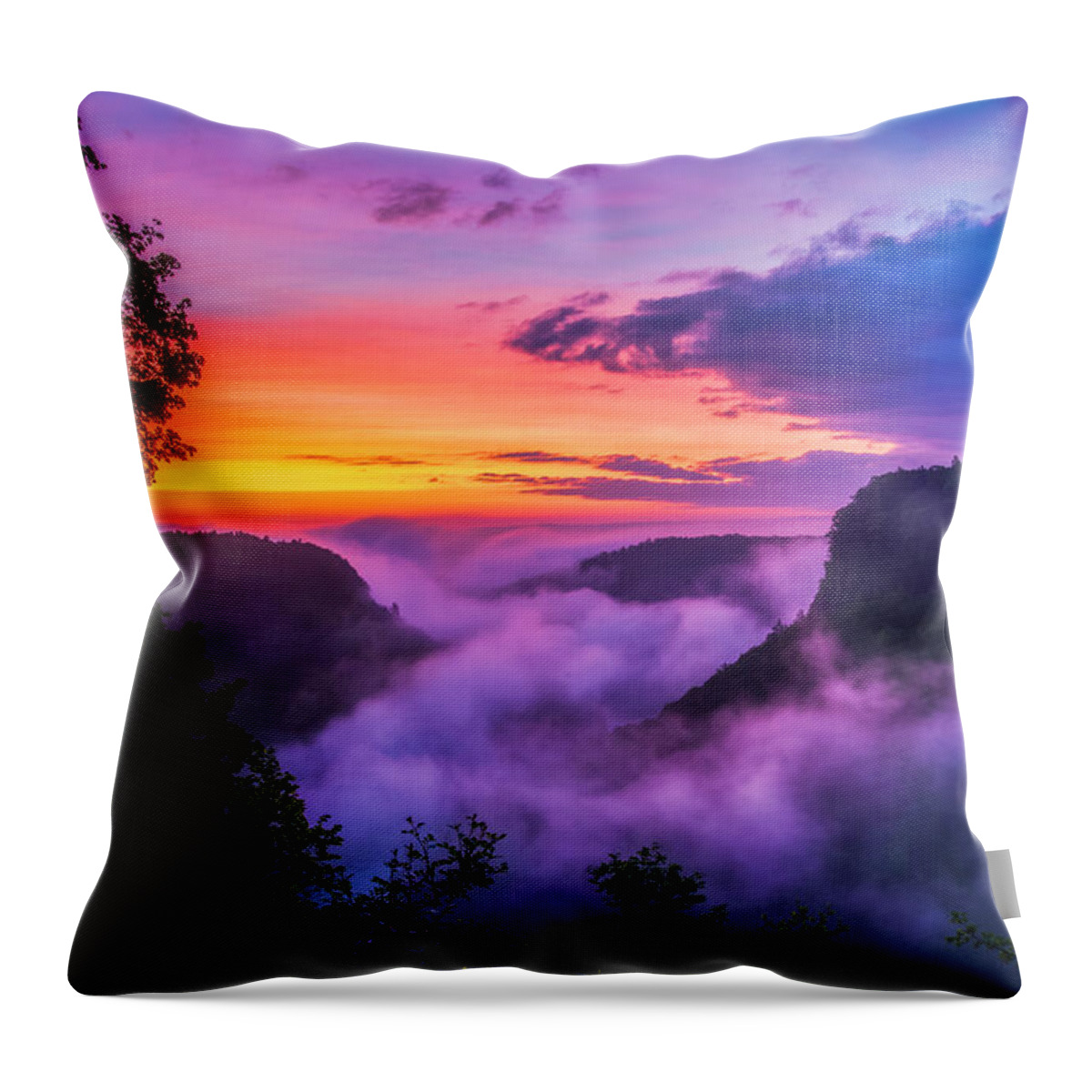 Letchworth State Park Throw Pillow featuring the photograph Letchworth sunrise by Mark Papke