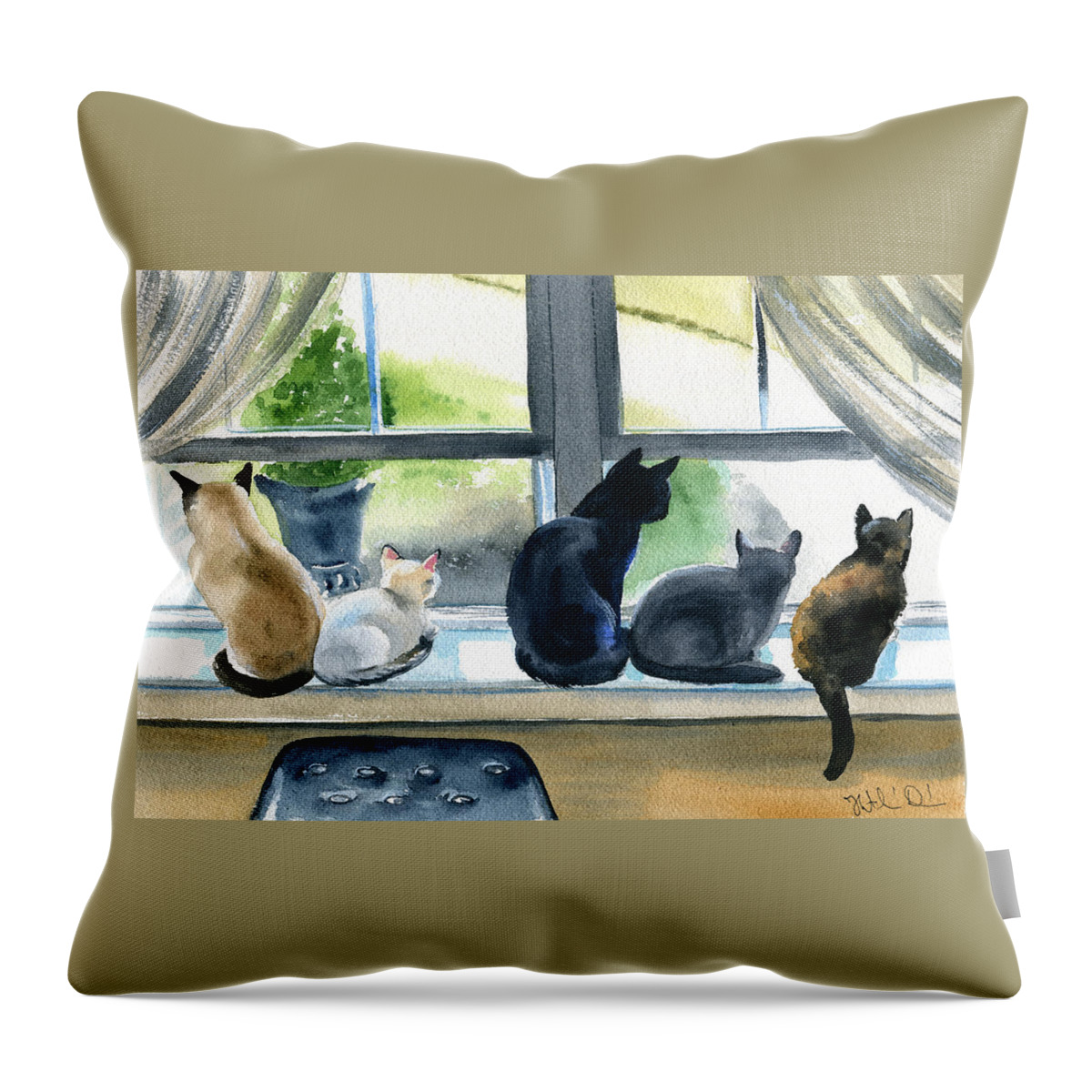Lets Throw Pillow featuring the painting Let's Be Homebodies by Dora Hathazi Mendes