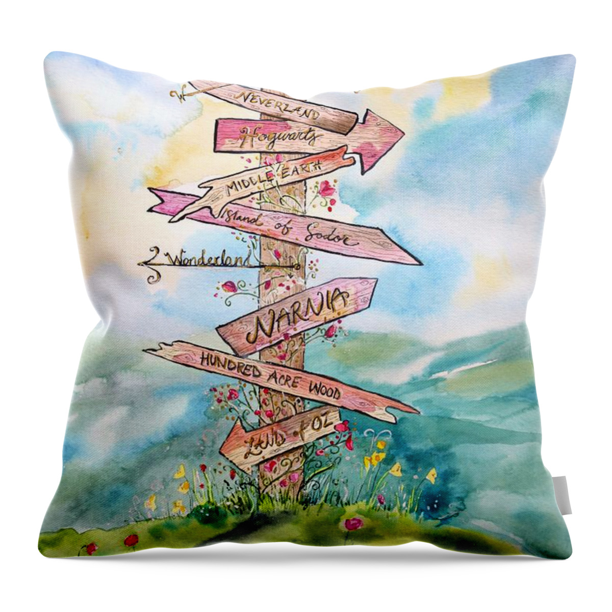  Throw Pillow featuring the painting Let's Escape by Katie Geis