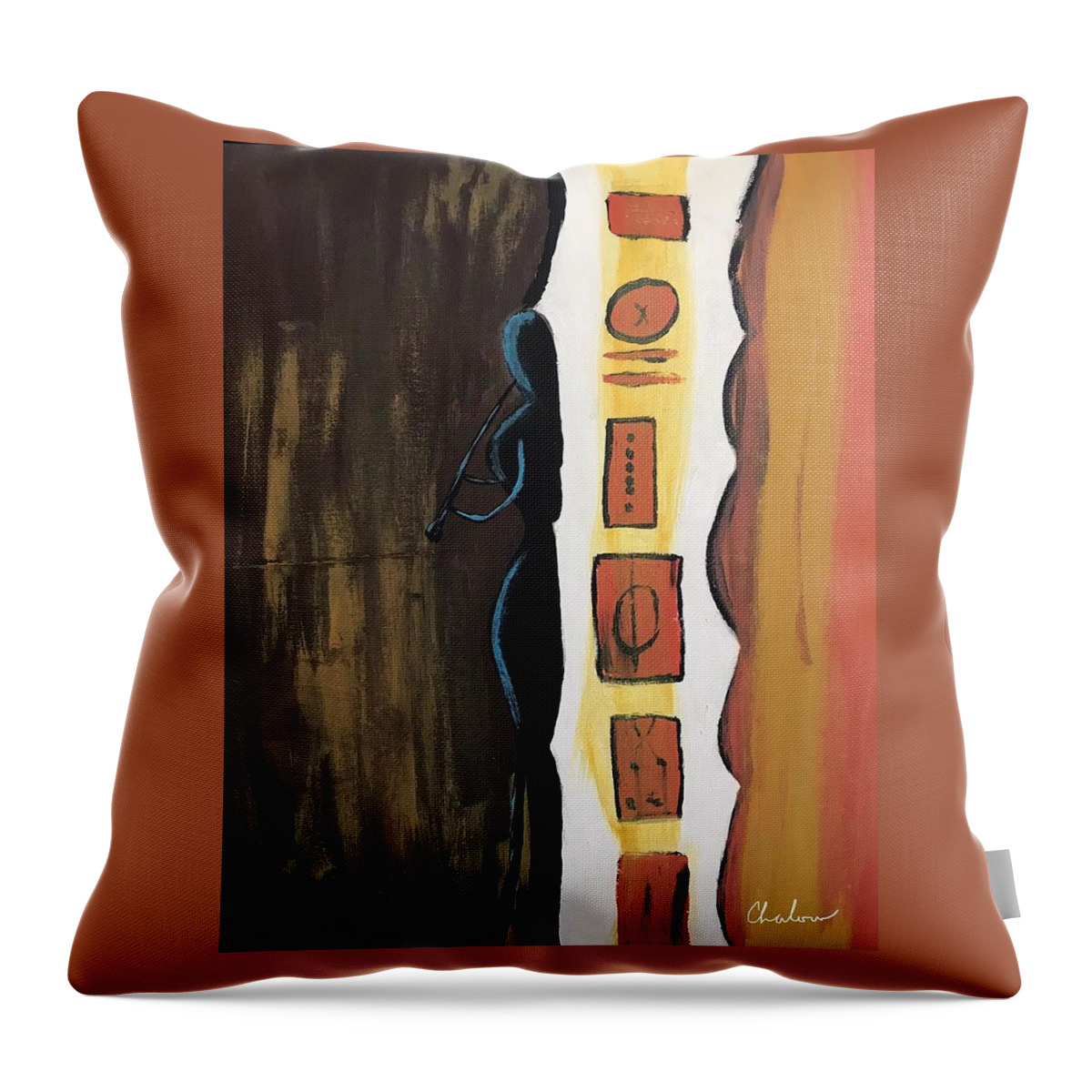  Throw Pillow featuring the painting Let's Jazz by Charles Young