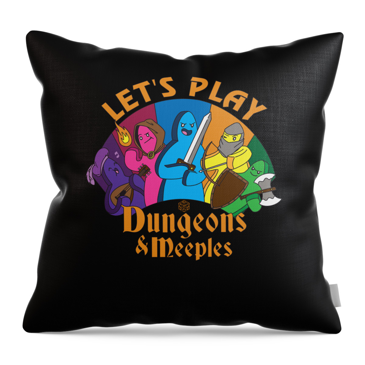 Dungeons And Meeples Throw Pillow featuring the digital art Lets Play Dungeons and Meeples by Me