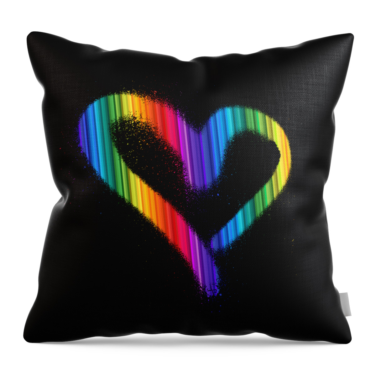 Heart Throw Pillow featuring the painting LGBT Vintage Rainbow Spray Paint gay pride transgender Heart Love by Tony Rubino