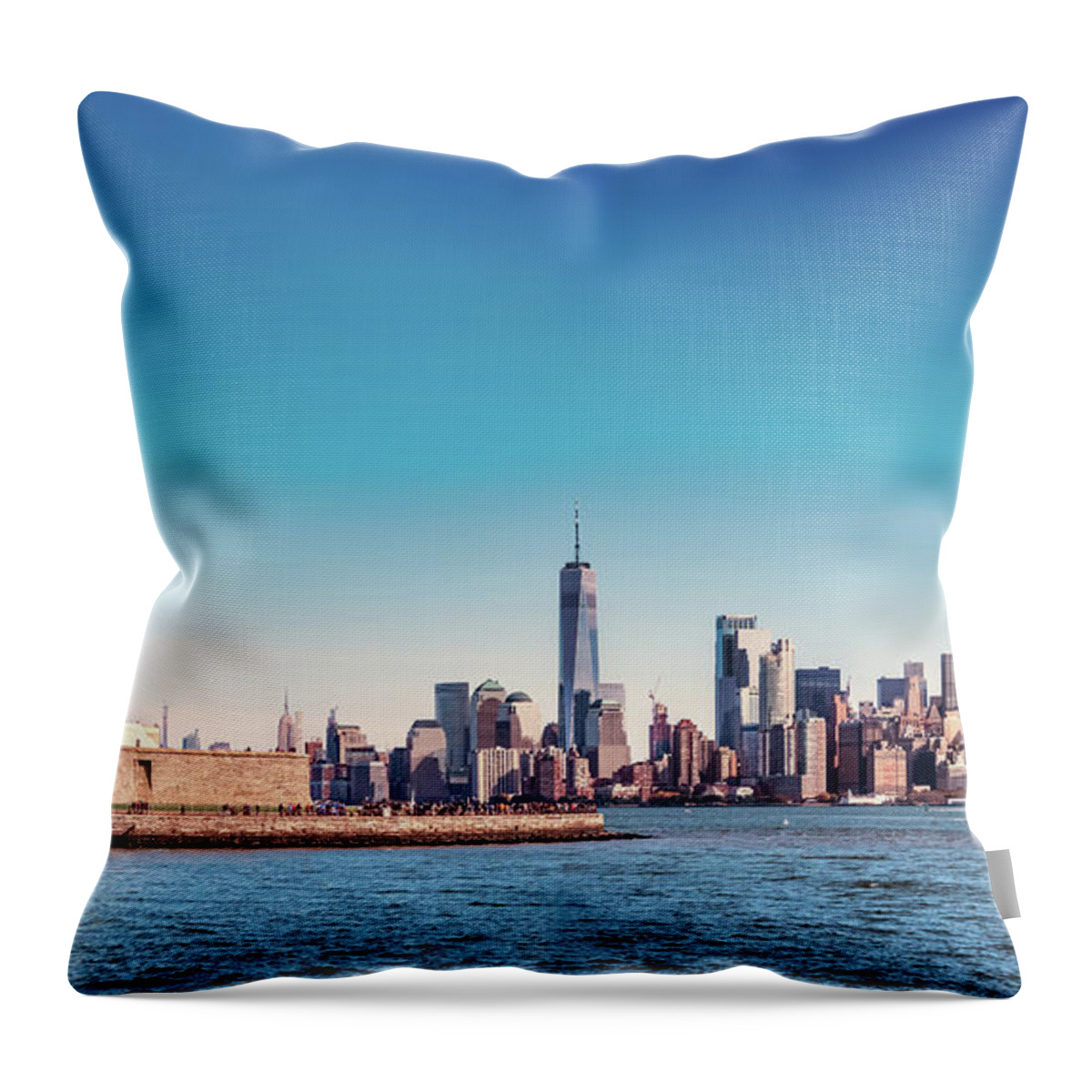 Liberty Throw Pillow featuring the photograph Liberty in New York by PB Photography