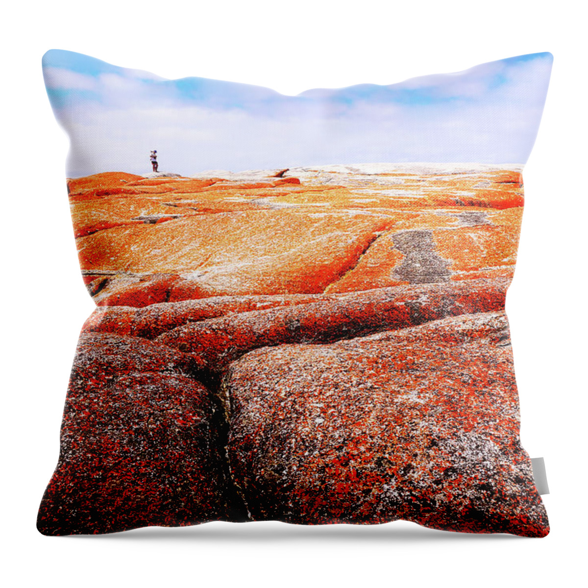 Tantalising Throw Pillow featuring the photograph Lichen on rocks Bay of Fires by Lexa Harpell