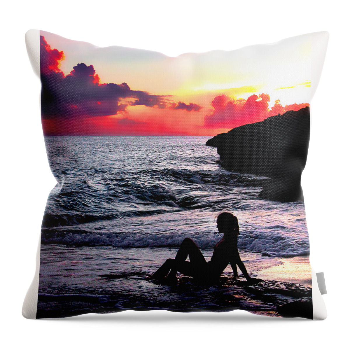 Caribbean Throw Pillow featuring the photograph Licked by the waves by Worldwide Photography