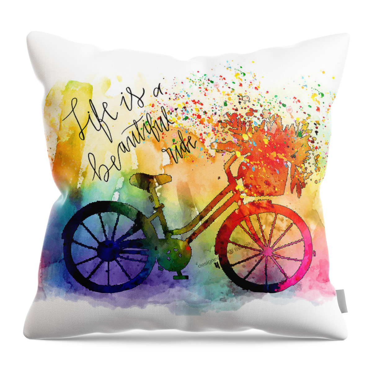 Inspiration Throw Pillow featuring the painting Life Is A Beautiful Ride by Miki De Goodaboom