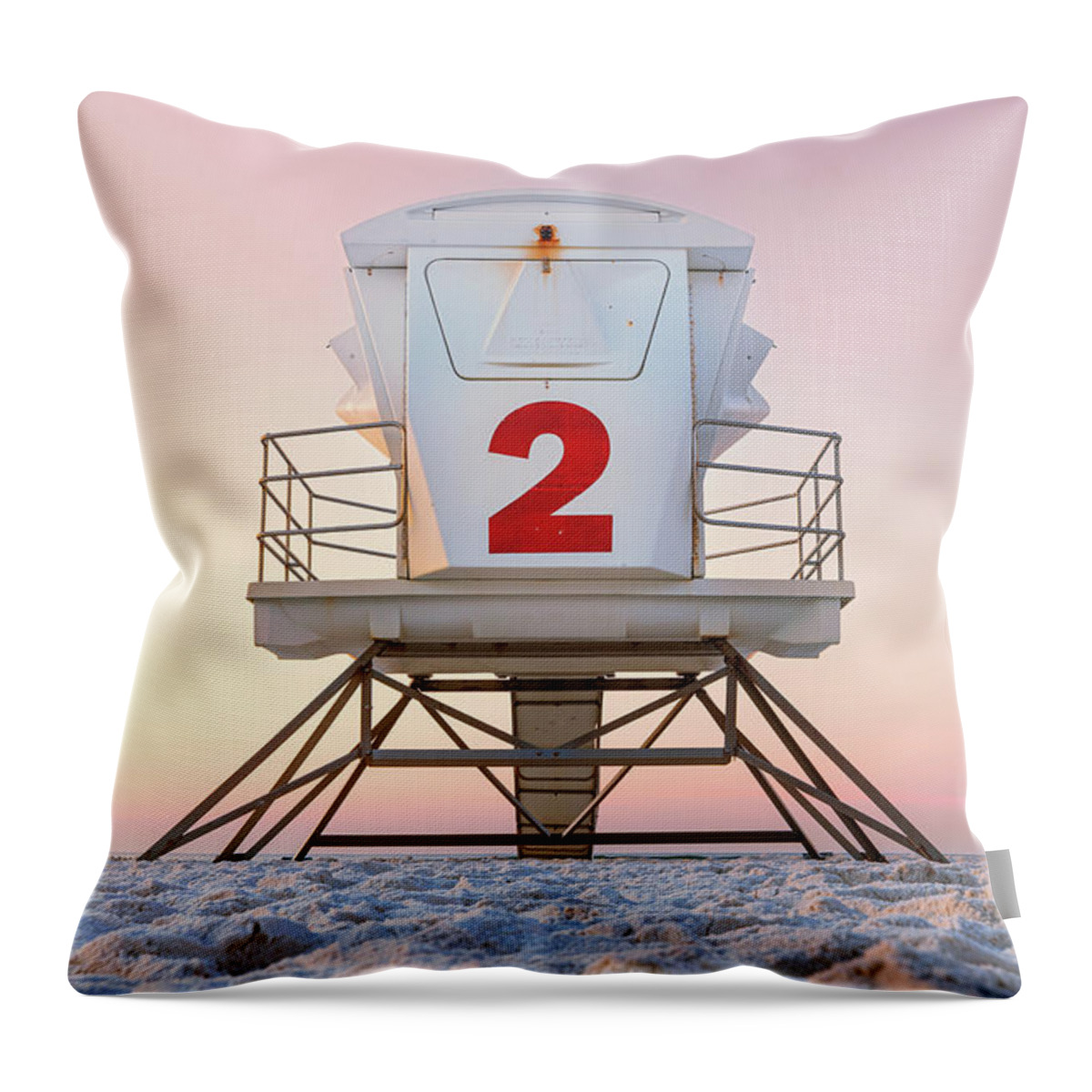 Pensacola Beach Throw Pillow featuring the photograph Lifeguard Stand Casino Beach Pensacola Florida Sunrise1 by Jordan Hill