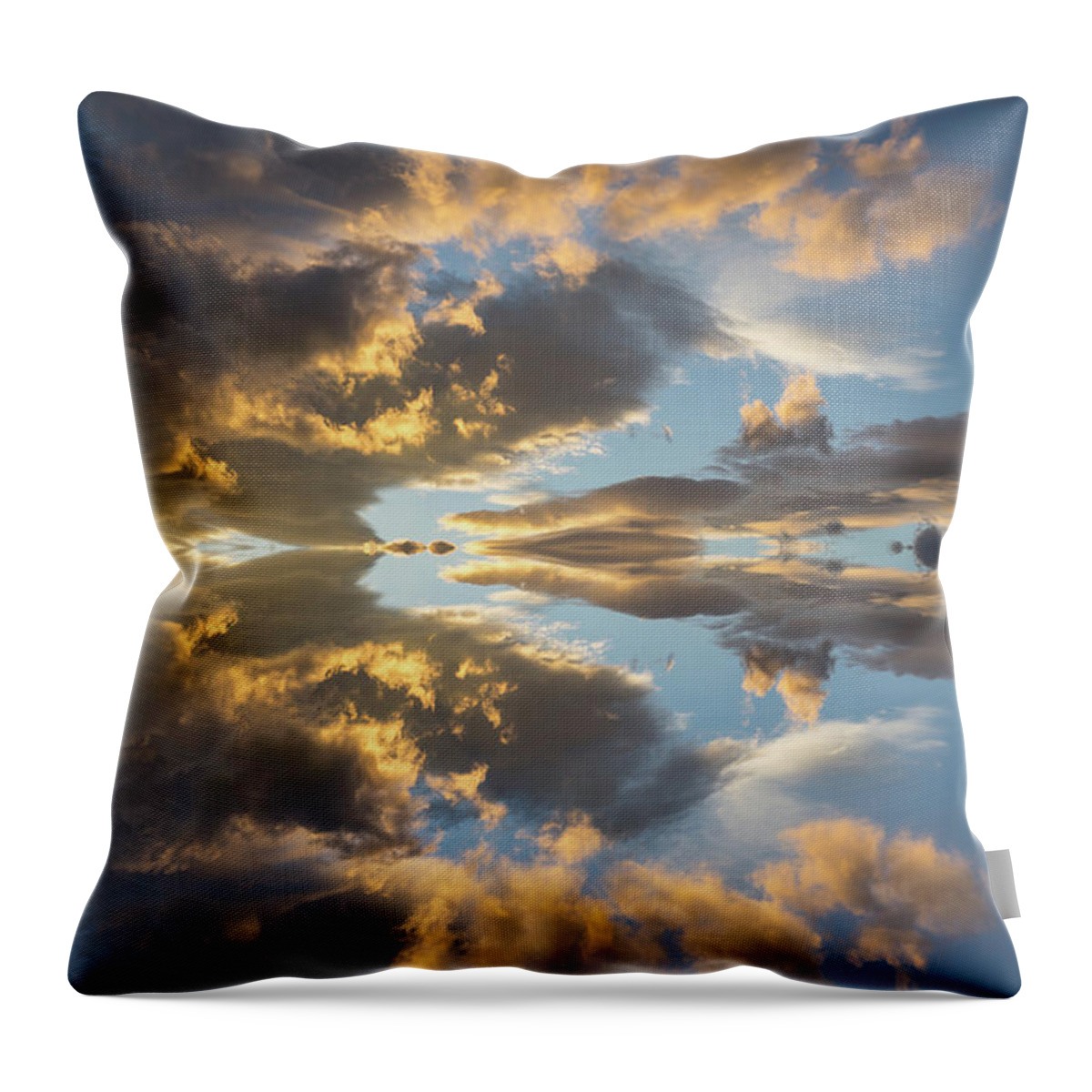 Heaven Throw Pillow featuring the digital art Light and golden clouds in the blue sky by Adriana Mueller