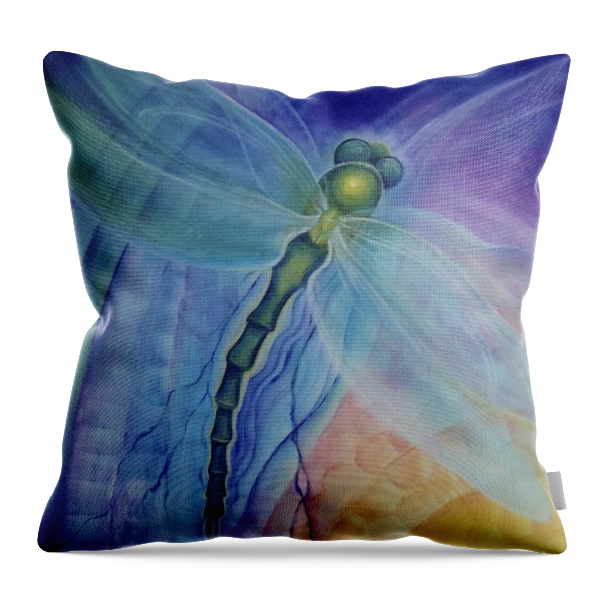 Dragonfly Throw Pillow featuring the painting Light Healer by Kristine Izak