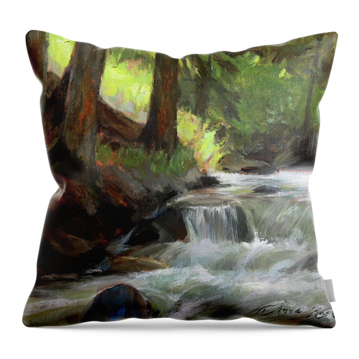 Landscape Throw Pillow featuring the painting Light Patch, Guanella Pass Stream by Anna Rose Bain