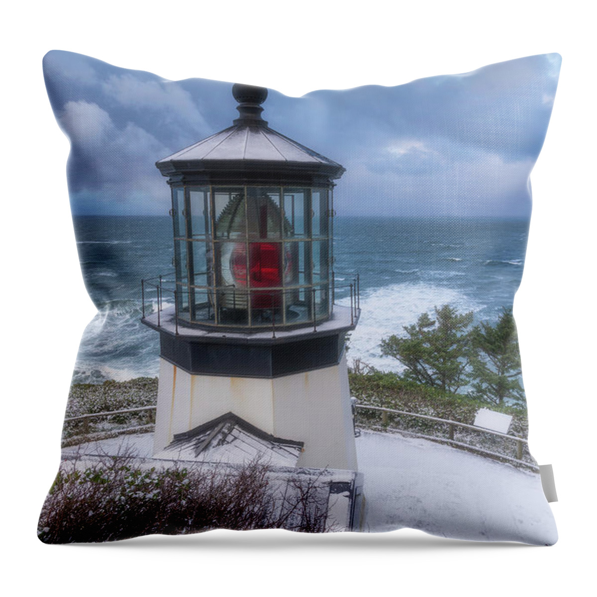 Lighthouse Throw Pillow featuring the photograph Lighthouse Christmas by Darren White