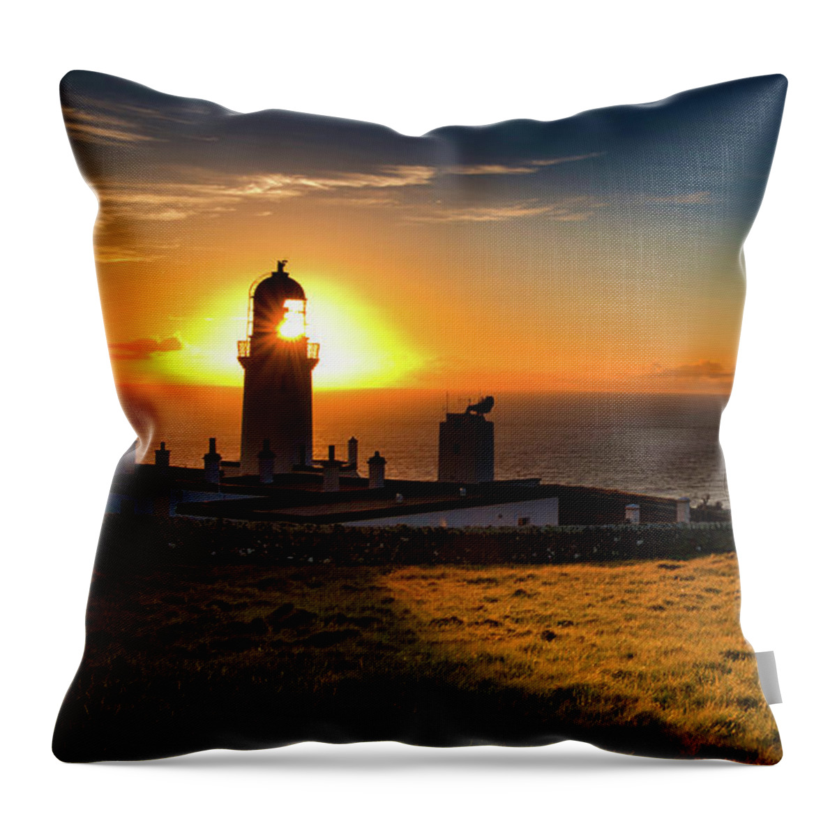 Scotland Throw Pillow featuring the digital art Lighthouse, by Remigiusz MARCZAK