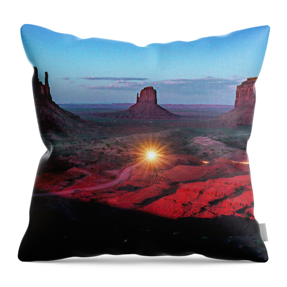 Monument Valley Throw Pillow featuring the photograph Lighting Up Monument Valley - Oil Paint Photography by Gregory Ballos