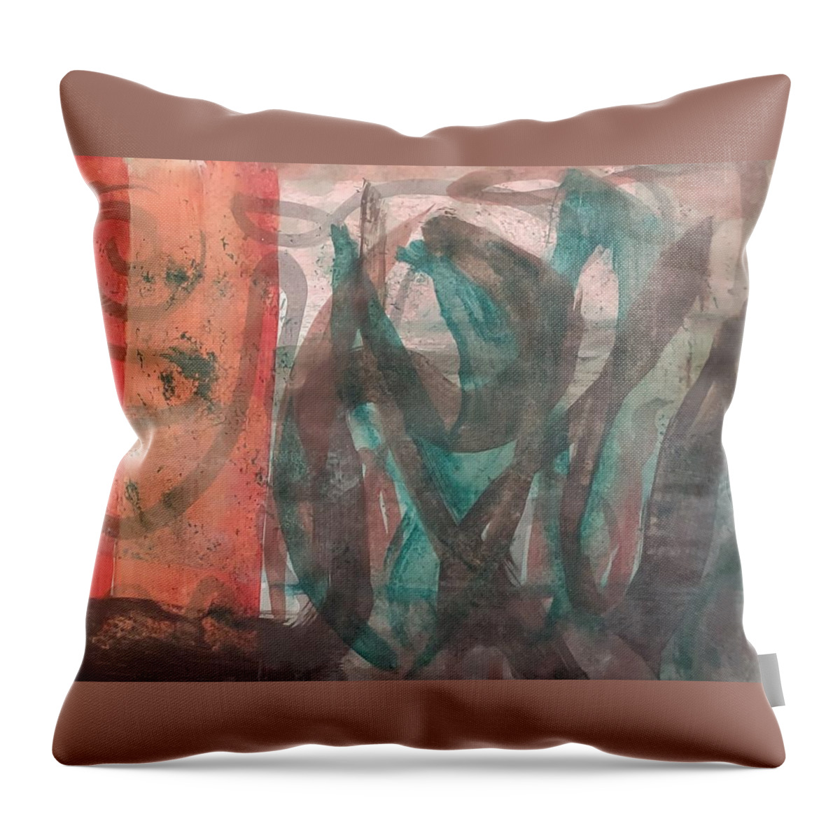 Abstract  Throw Pillow featuring the painting Like Grass by Suzanne Berthier