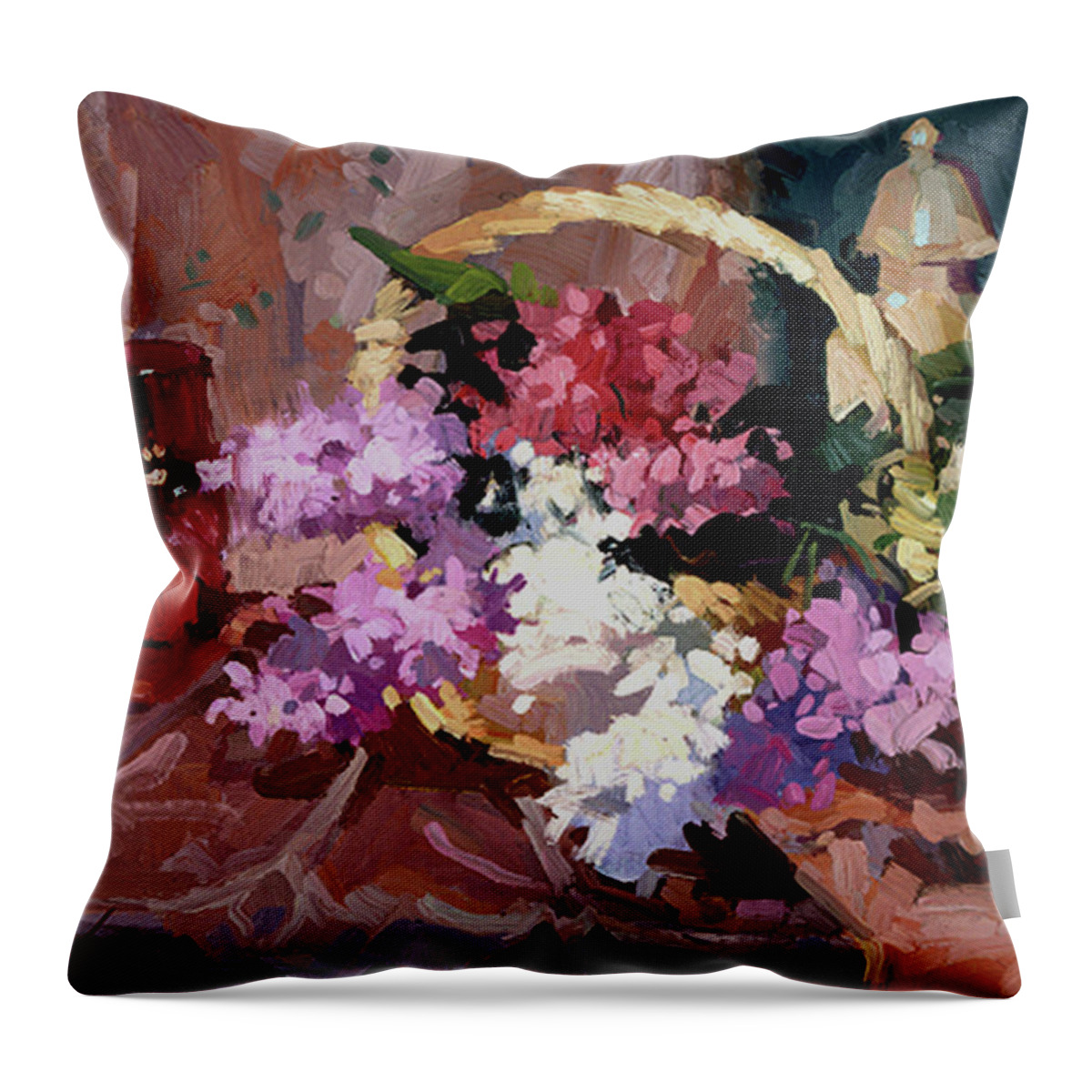 Floral Throw Pillow featuring the painting Lilacs by Elizabeth - Betty Jean Billups