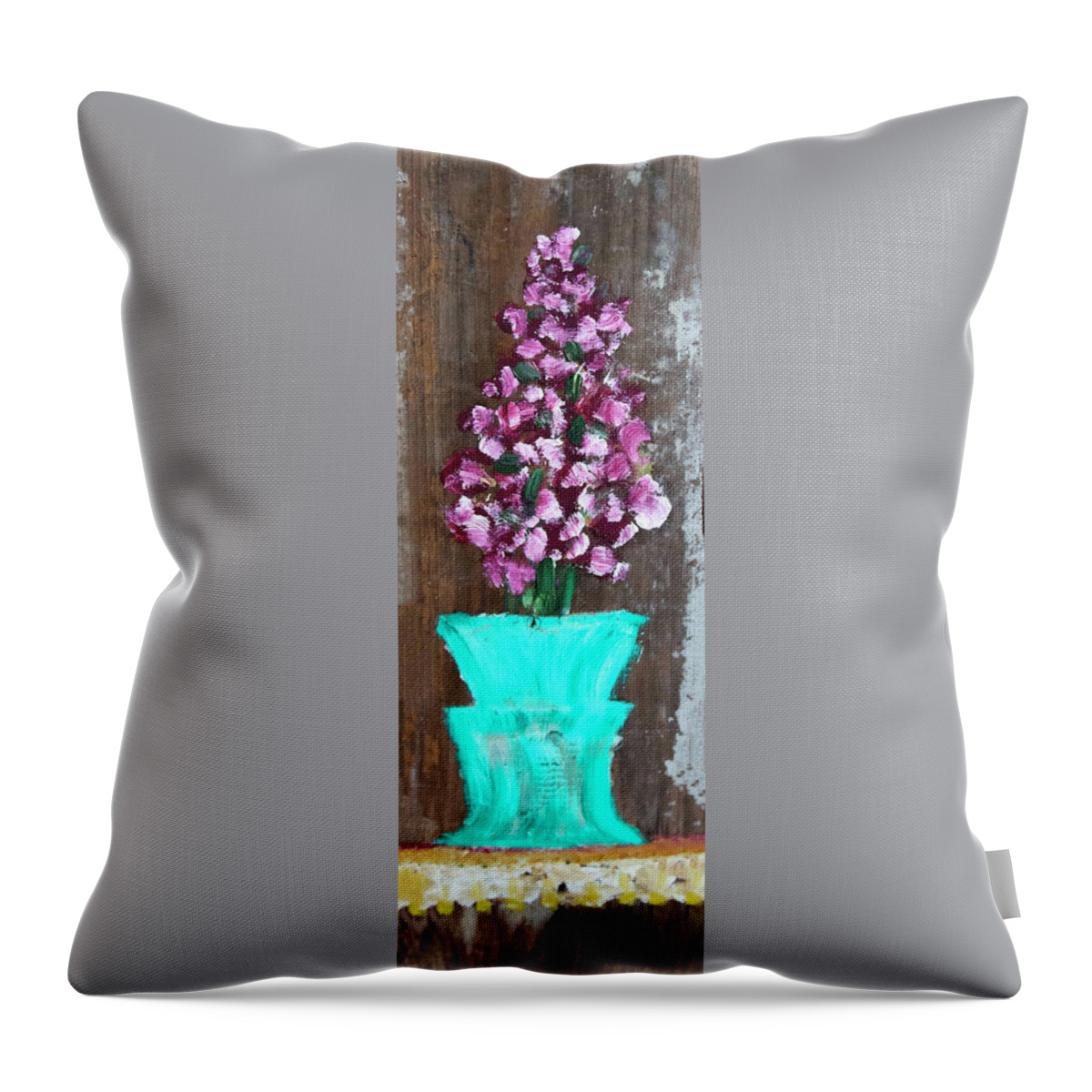  Throw Pillow featuring the painting Lilacs in a Vase by David McCready