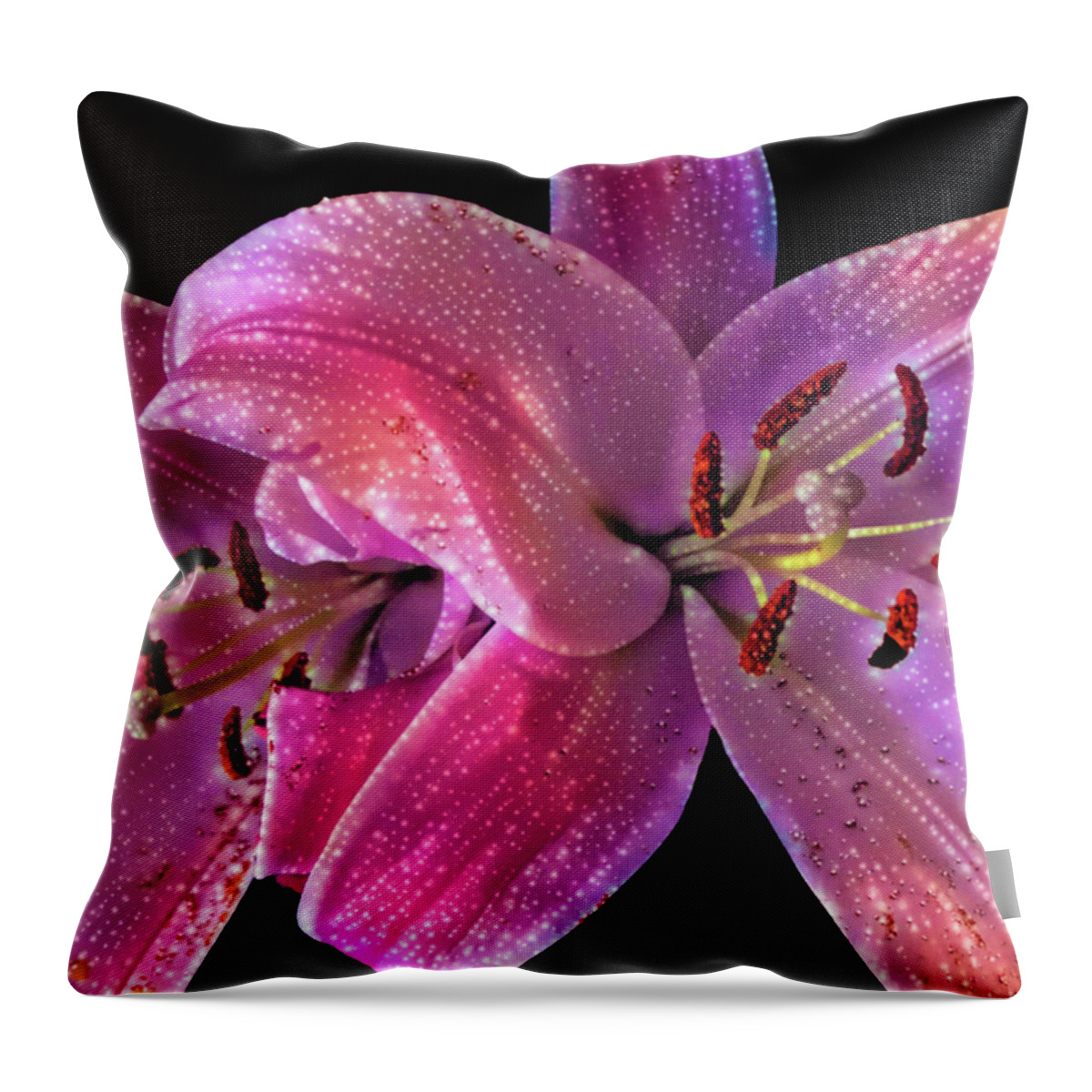 Photographs Throw Pillow featuring the photograph Lillies on Black by Pheasant Run Gallery