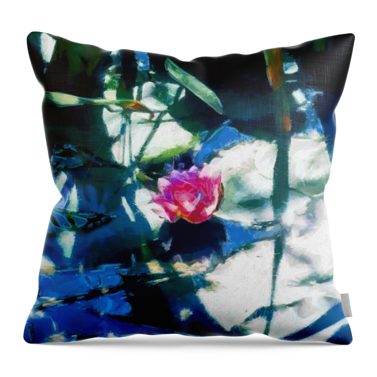 Lily Throw Pillow featuring the mixed media Lily in the Shallows by Christopher Reed