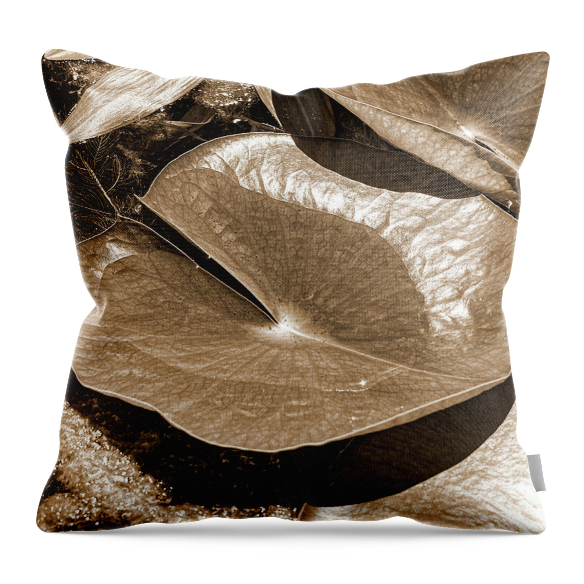 Water Throw Pillow featuring the digital art Lily Pad - Monochromatic by Anthony Ellis