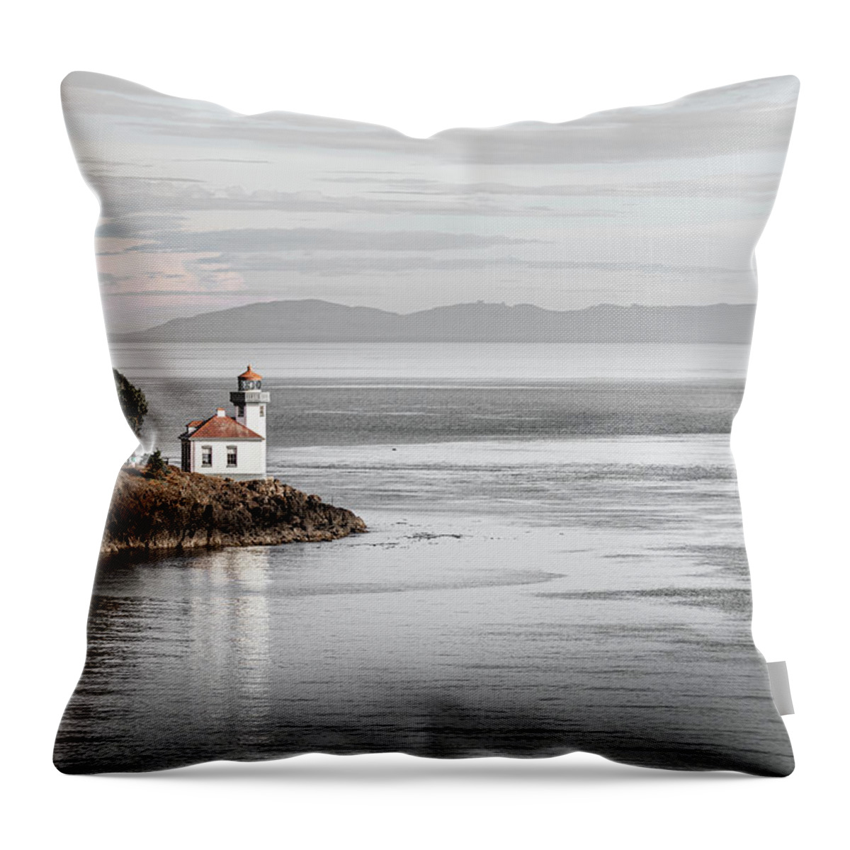 Lime Kiln Lighthouse Throw Pillow featuring the photograph Lime Kiln Lighthouse by Jordan Hill