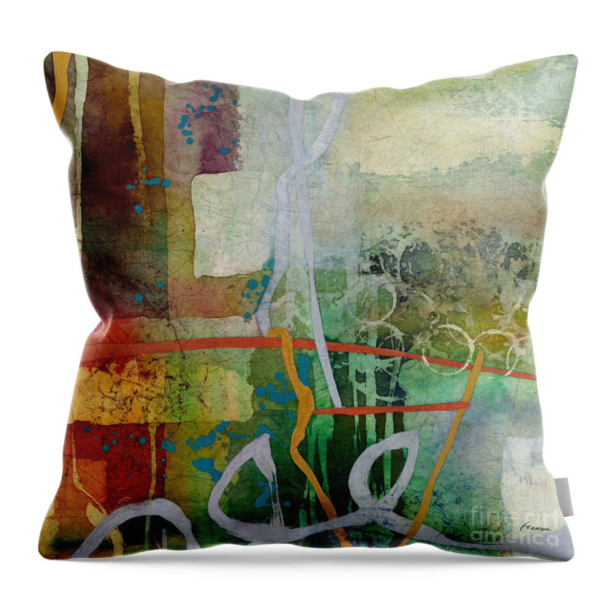Liminal Throw Pillow featuring the painting Liminal Spaces-Red by Hailey E Herrera
