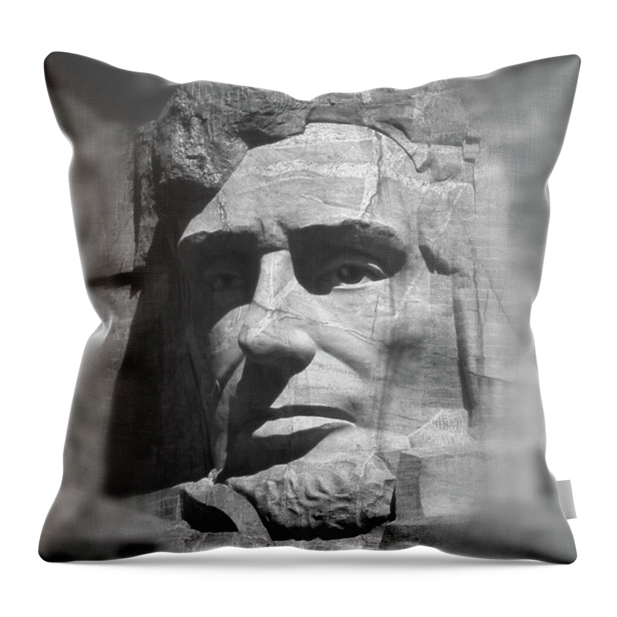 Landmarks Throw Pillow featuring the photograph Lincoln on Mt Rushmore by Mike McGlothlen